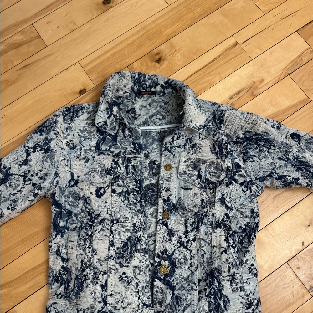Louis Vuitton Blue and Gray Textured Jacket
